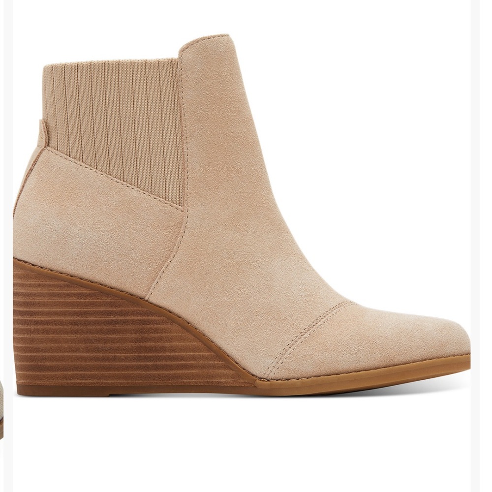 TOMS Women's Sadie Wedge Booties Beige Ankle Boots - Picture 2 of 14